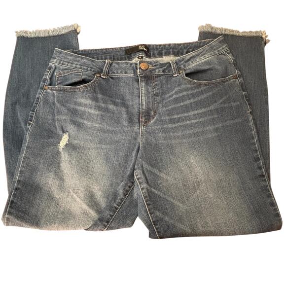 1822 Denim Skinny Jeans Womens Size 14 Mid-Rise Body-Positive Stretch Frayed Hem - Picture 14 of 16